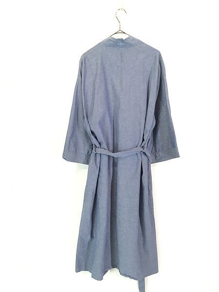 古着 90s Christian Dior ワンポイント ブルー シャンブレー デニム ガウン コート One Size 古着 90s Christian Dior ワンポイント ブルー シャンブレー デニム