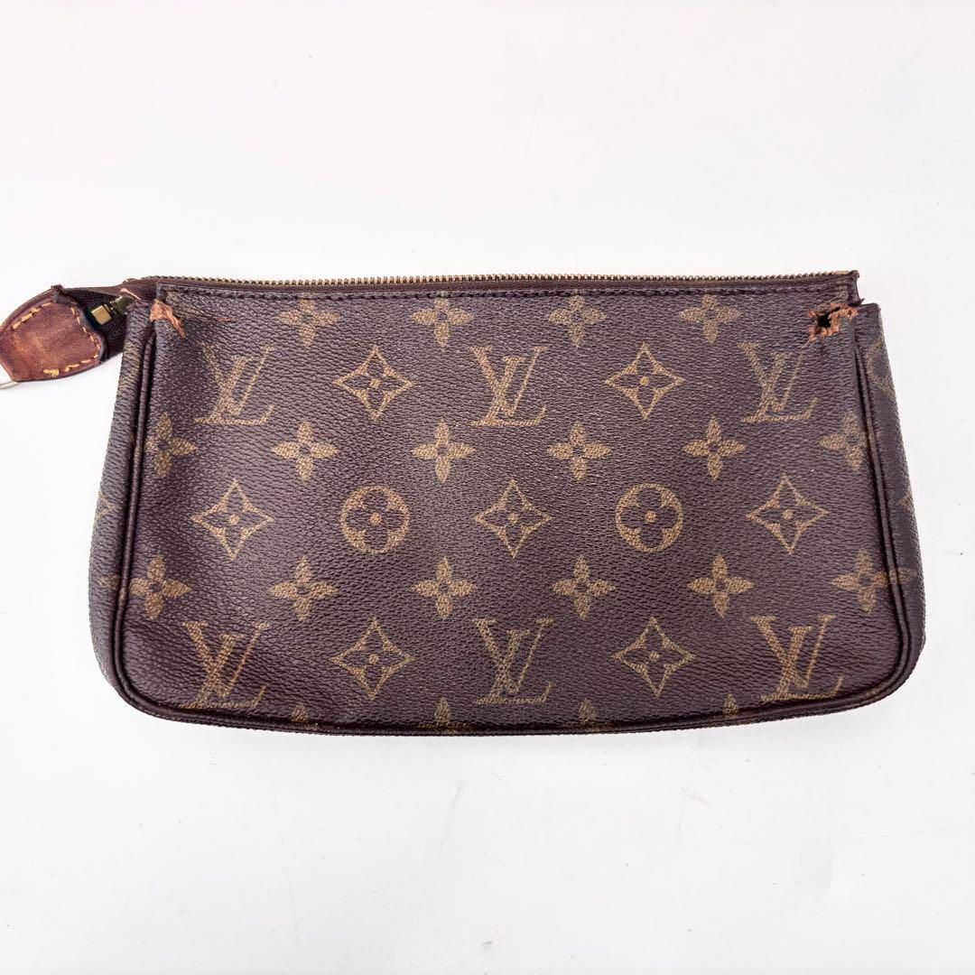 ルイヴィトン モノグラム ポシェット アクセソワール アクセサリーポーチ ハンドバッグ ブラウン PVC レザー レディース ユニセックス