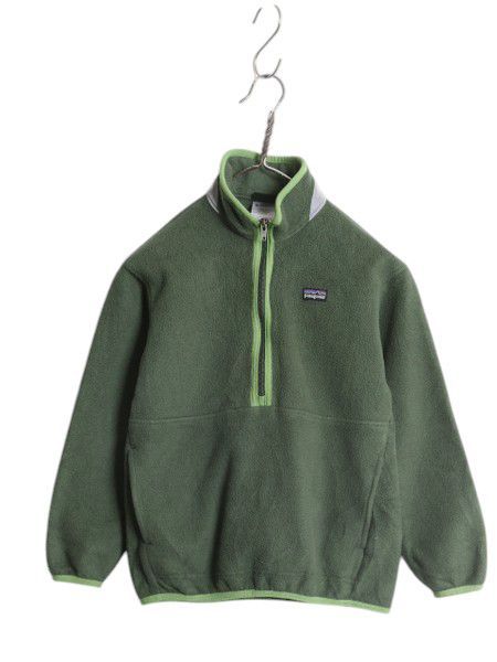 【お得なクーポン配布中!】 パタゴニア マースピアル シンチラ フリース ジャケット ボーイズ S 130cm 程 古着 10年製 PATAGONIA プルオーバー ハーフジップ グリーン