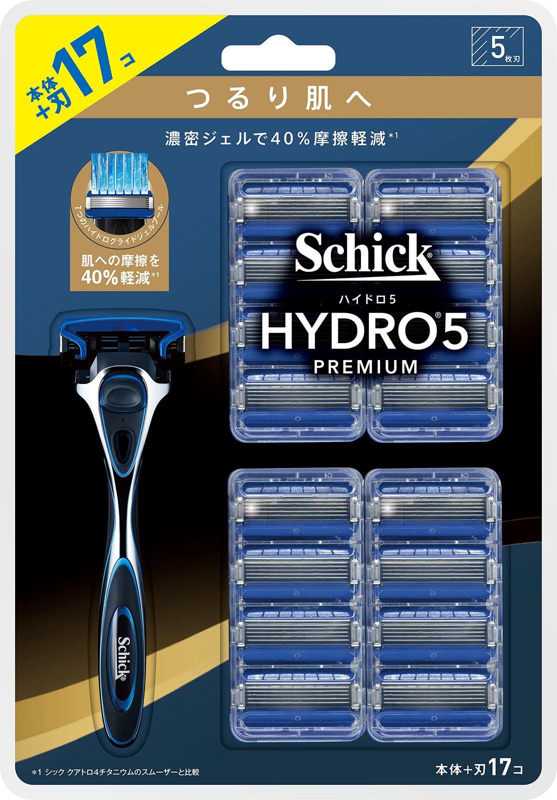 Schick(シック) ハイドロ5プレミアム つるり肌へ クラブパック(ホルダー(刃付き)+替刃16コ) 髭剃り カミソリ [本体+刃17コ] [つるり肌]