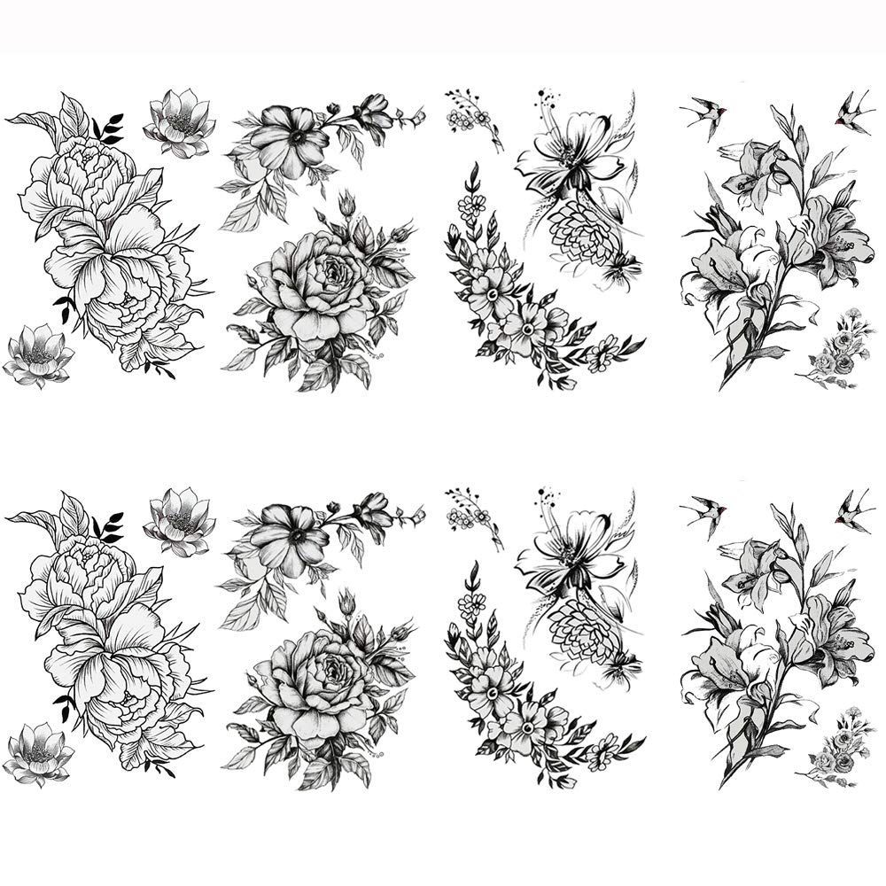 【数量限定】メンズ 子供 レディース ボディーシール 刺青シール 和彫り black 長持ち 防水 大判 flower リアル 入れ墨シール ...
