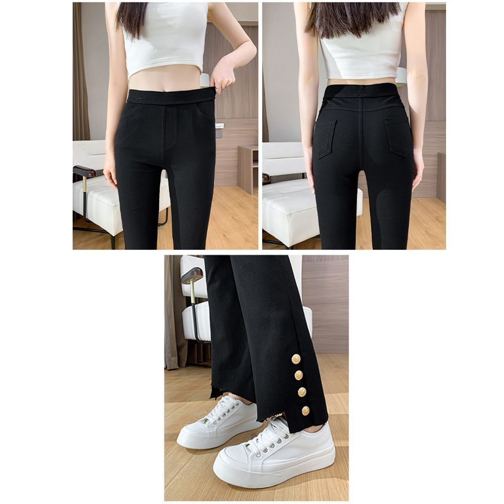 デニムパンツ ストレッチスキニー 韓国 黒 レディース フレア