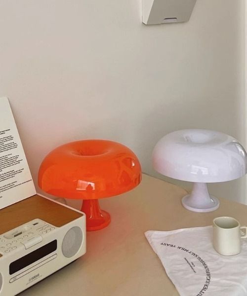 テーブルランプ かわいい キノコ 照明器具 おしゃれ モダン マッシュルーム デスクランプ LED 寝室 ベッドサイド ヴィンテージ オレンジ ホワイト