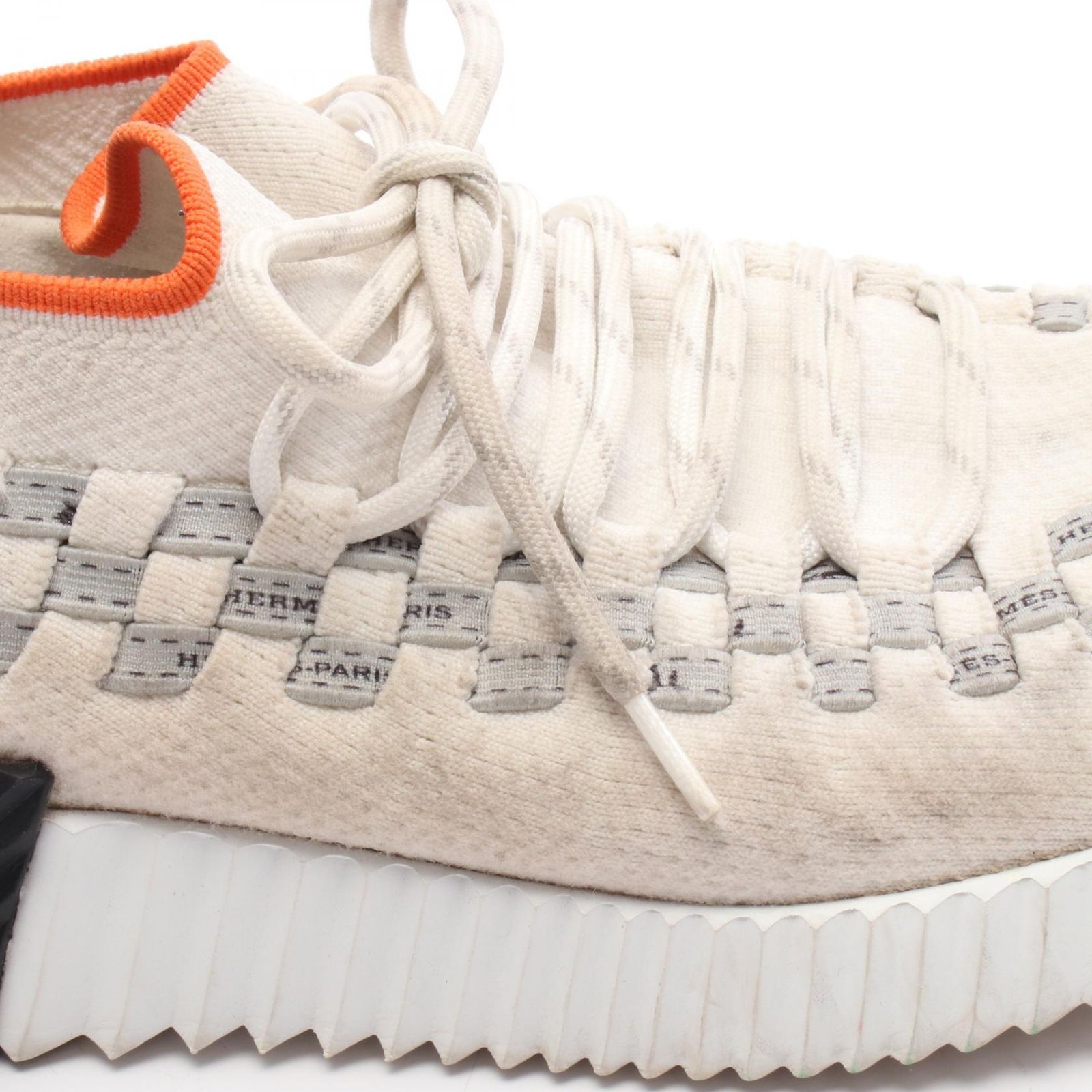  エルメス HERMES スニーカー フレックス ホワイト オレンジ ファブリック レディース C スニーカー 靴