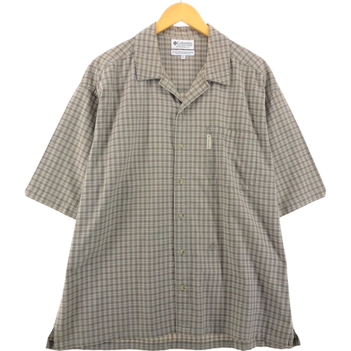 格安SALEスタート!の商品をすべて 古着 90~00年代 オープン 半袖 チェック柄 Columbia コロンビア トップス