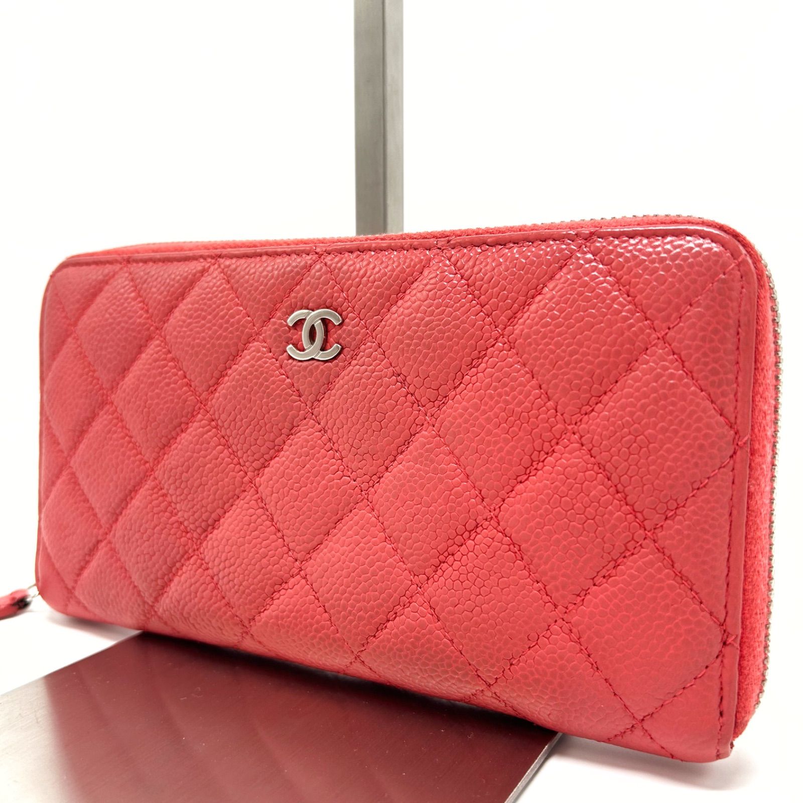 美品 CHANEL シャネル キャビアスキン 長財布 ジッピーウォレット 小銭 