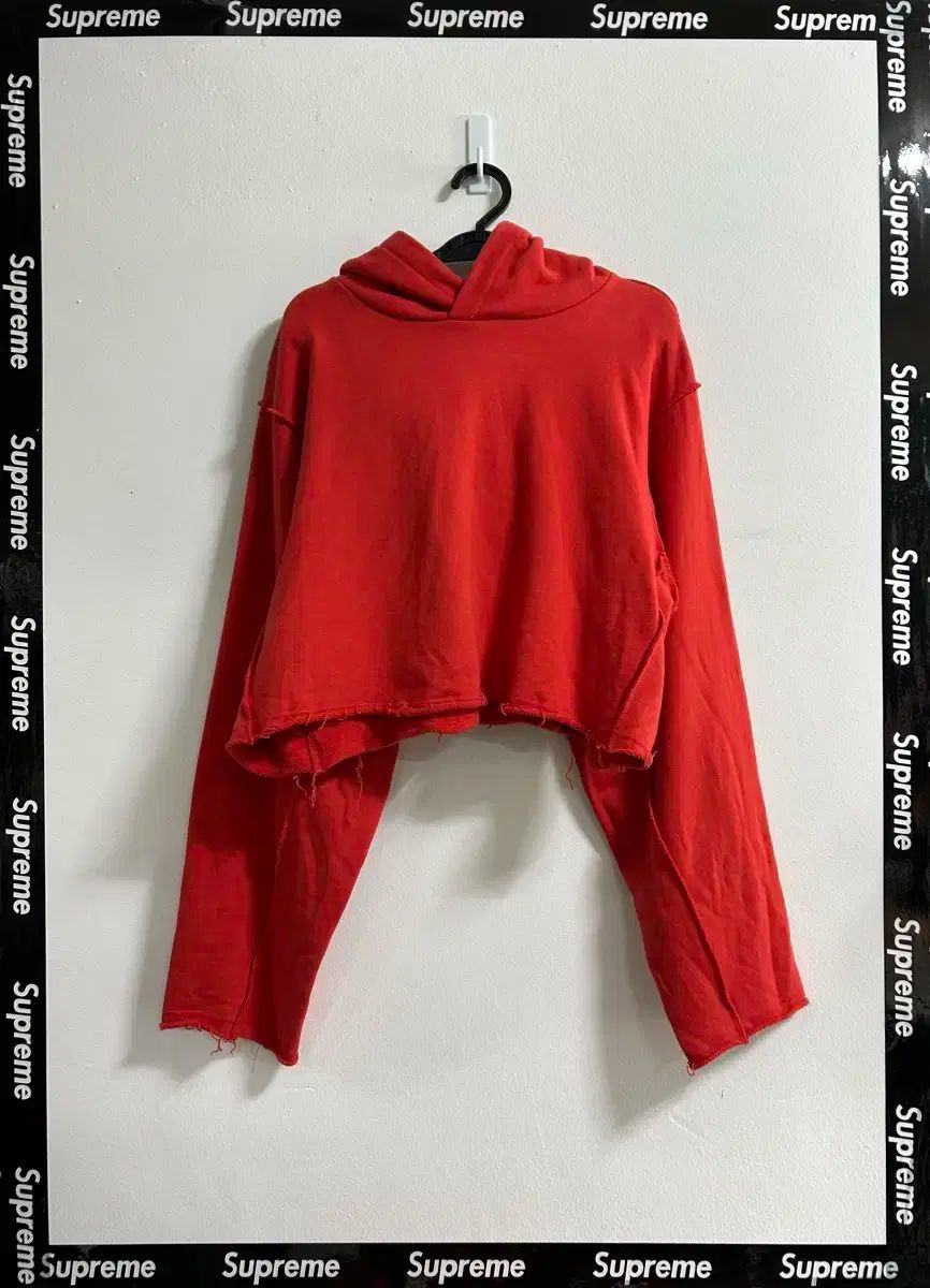 seo 赤 コットン クロップド フード付きTシャツ