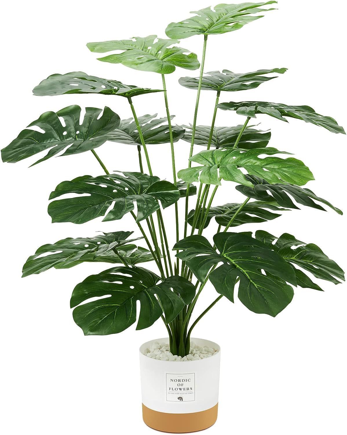 フェイクモンステラ植物 高さ65CM トロピカルサファリ ハワイアン ジャングルリーフ 緑 人工植物 室内装飾簡単保室内、家庭、結婚、現代的な装飾、引越しのギフトに最適植物装飾