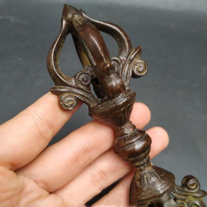 銅 細工 仏具 法器 五股金剛降魔杵 開運 風水 招財 置物 工芸品