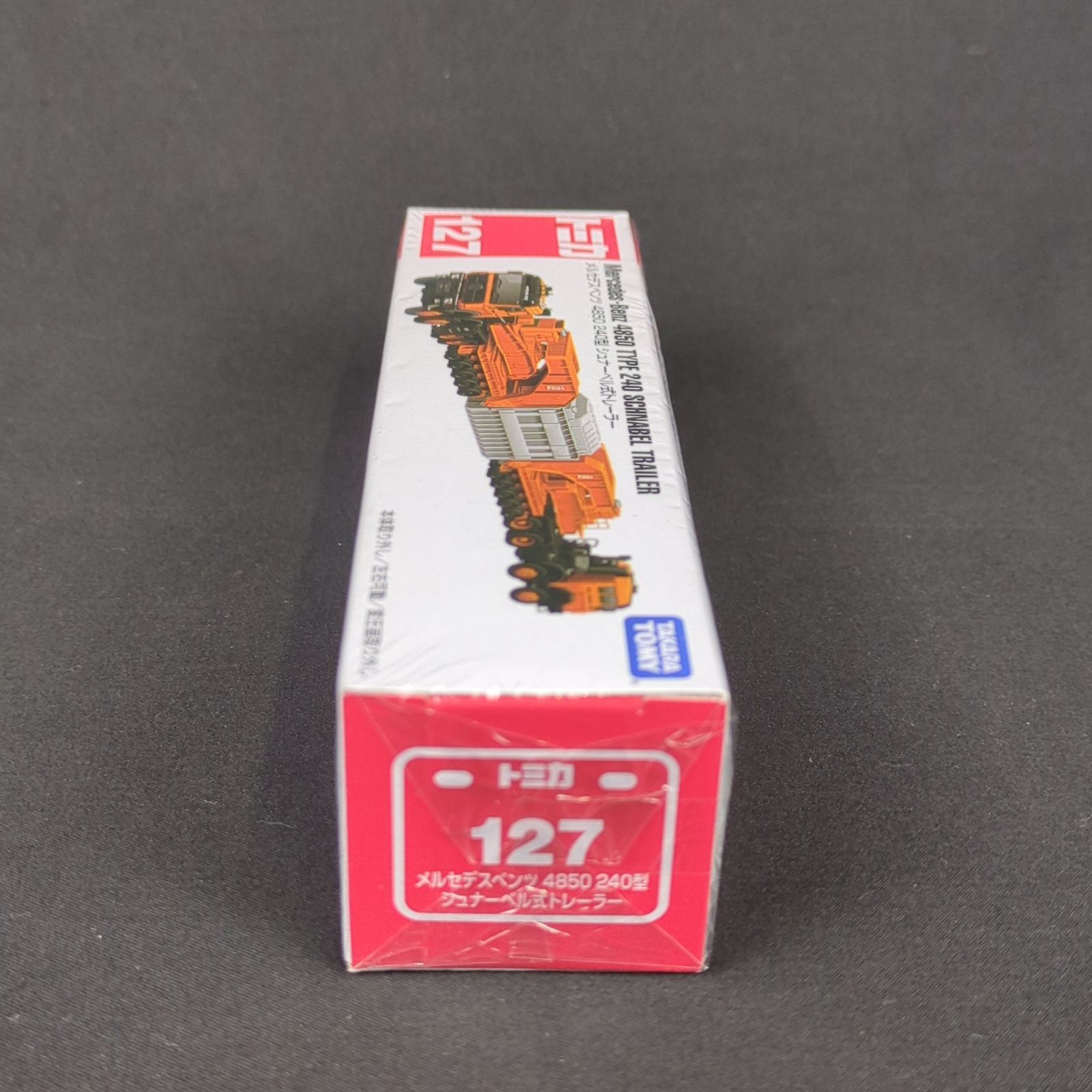 新品☆ タカラトミー ロングタイプトミカ No.127 メルセデスベンツ 4850 240型 シュナーベル式トレーラー（未開封）