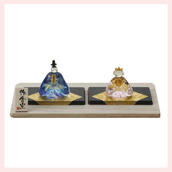 手作り 硝子雛 座 HK156 ガラス製 置物 ひな人形