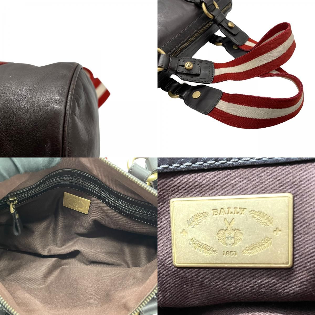 美品 バリー BALLY ショルダーバッグ ミニボストン 筒型 ブラウン 茶色 
