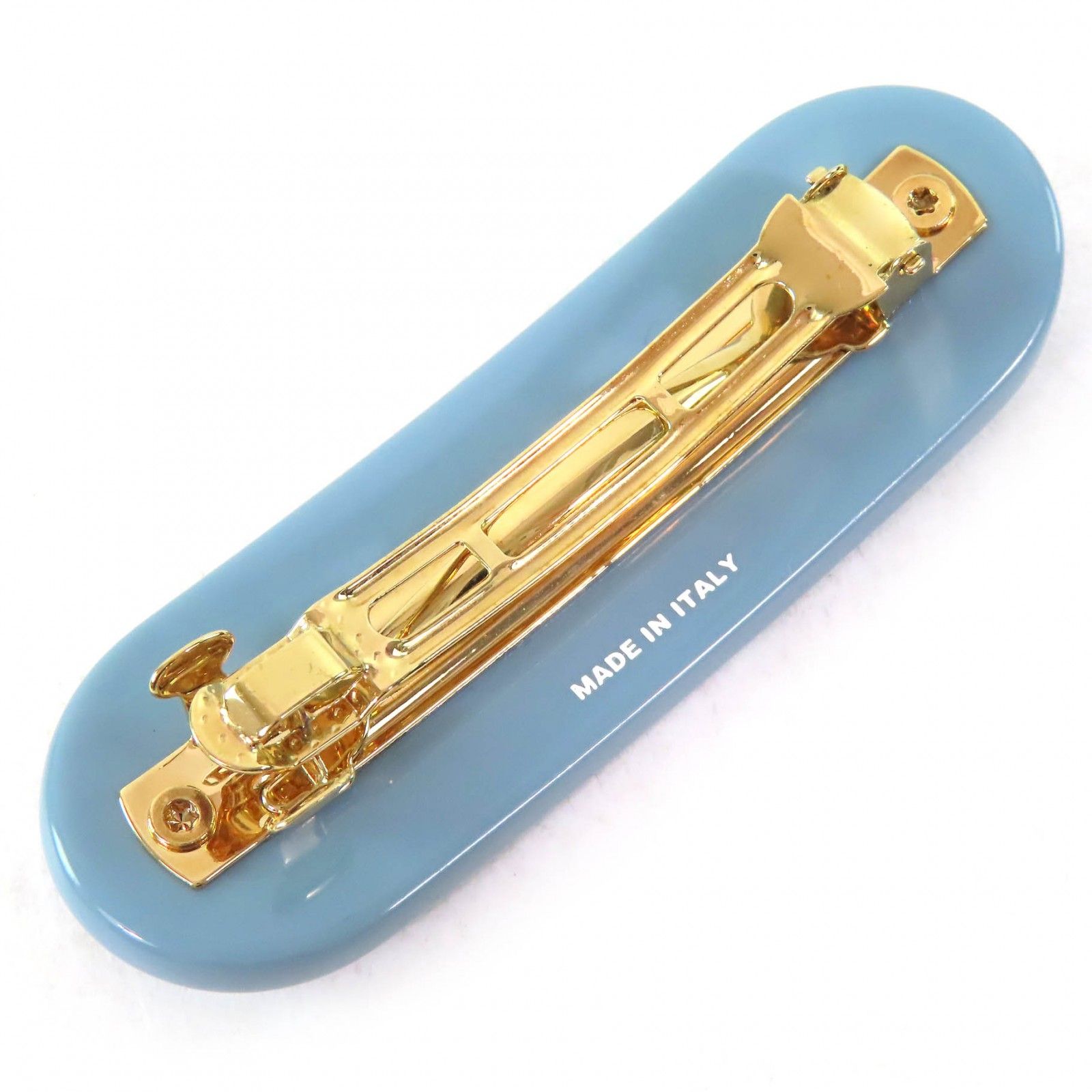 美品△PRADA プラダ 1IF108 ロゴ バレッタ ヘアクリップ ヘアピン ヘア  