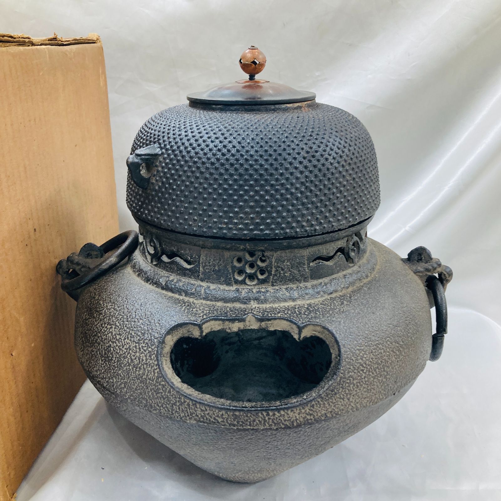 風炉釜セット 野々田式 風炉型電熱器 & 丸刷毛目 風炉釜 セット