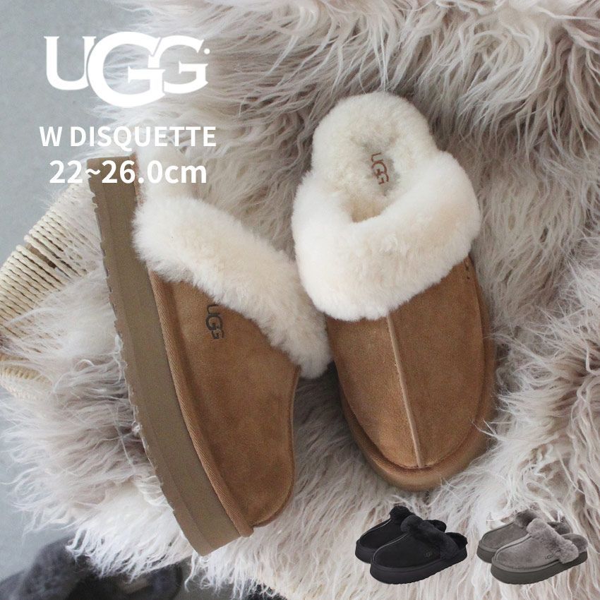 UGG ベージュ ファー付きスリッポン セール【UGG】NITA ファー サンダル☆かかと付きがイイ♪ 厚底版