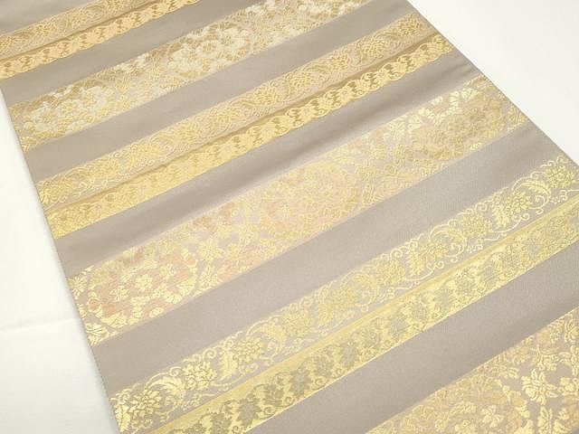 平和屋着物○西陣 桜井謹製 六通柄袋帯 大輪牡丹 黒地 金銀糸 引箔