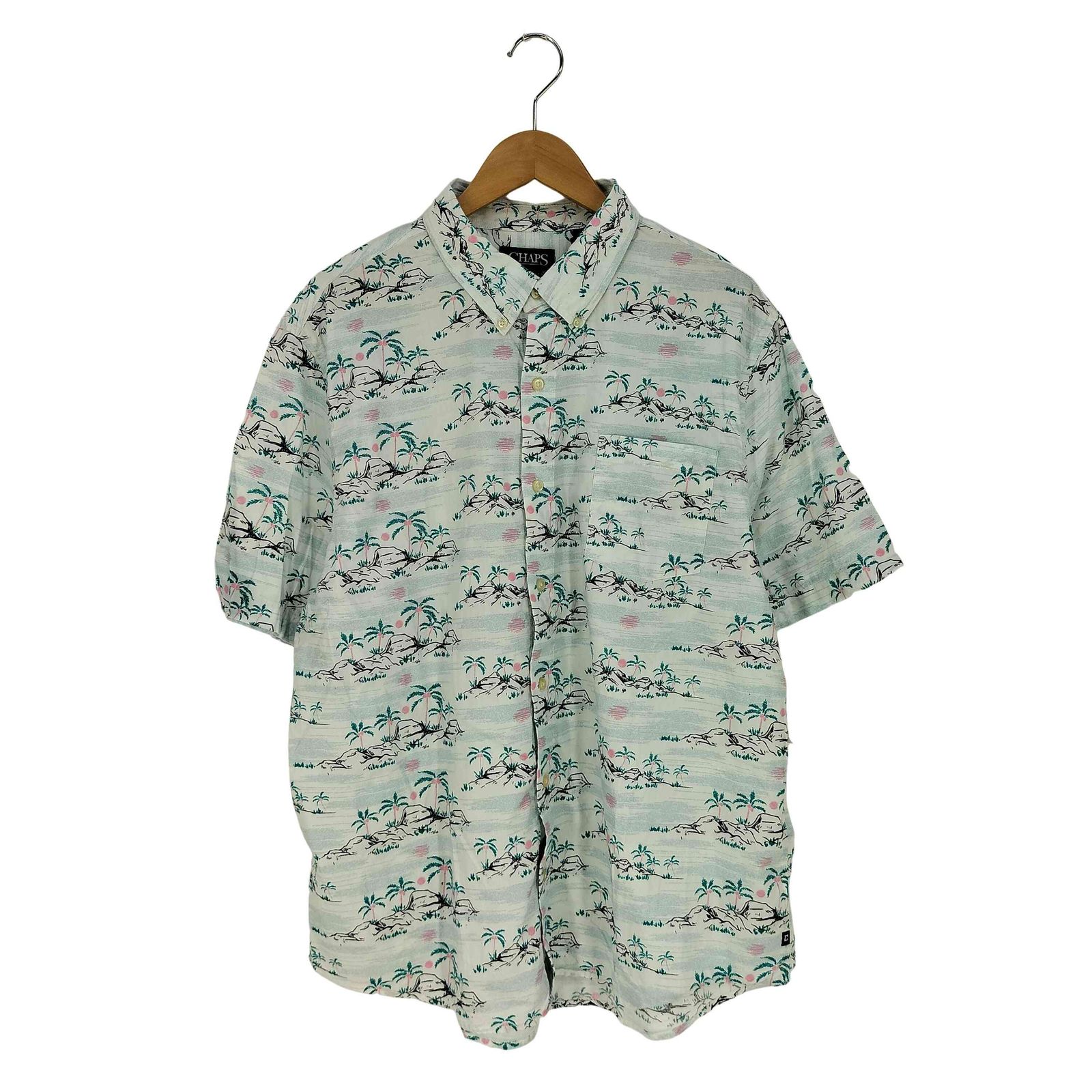 チャップス CHAPS GO UNTUCKED Short-Sleeve Easy Care Printed Button-Down Shirt アロハシャツ メンズ import：XXL 