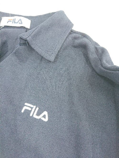 ◇ ◎ ●未使用● FILA フィラ タグ付き スキッパー 半袖 ロング ワンピース サイズL ネイビー レディース P  【1406180055295】