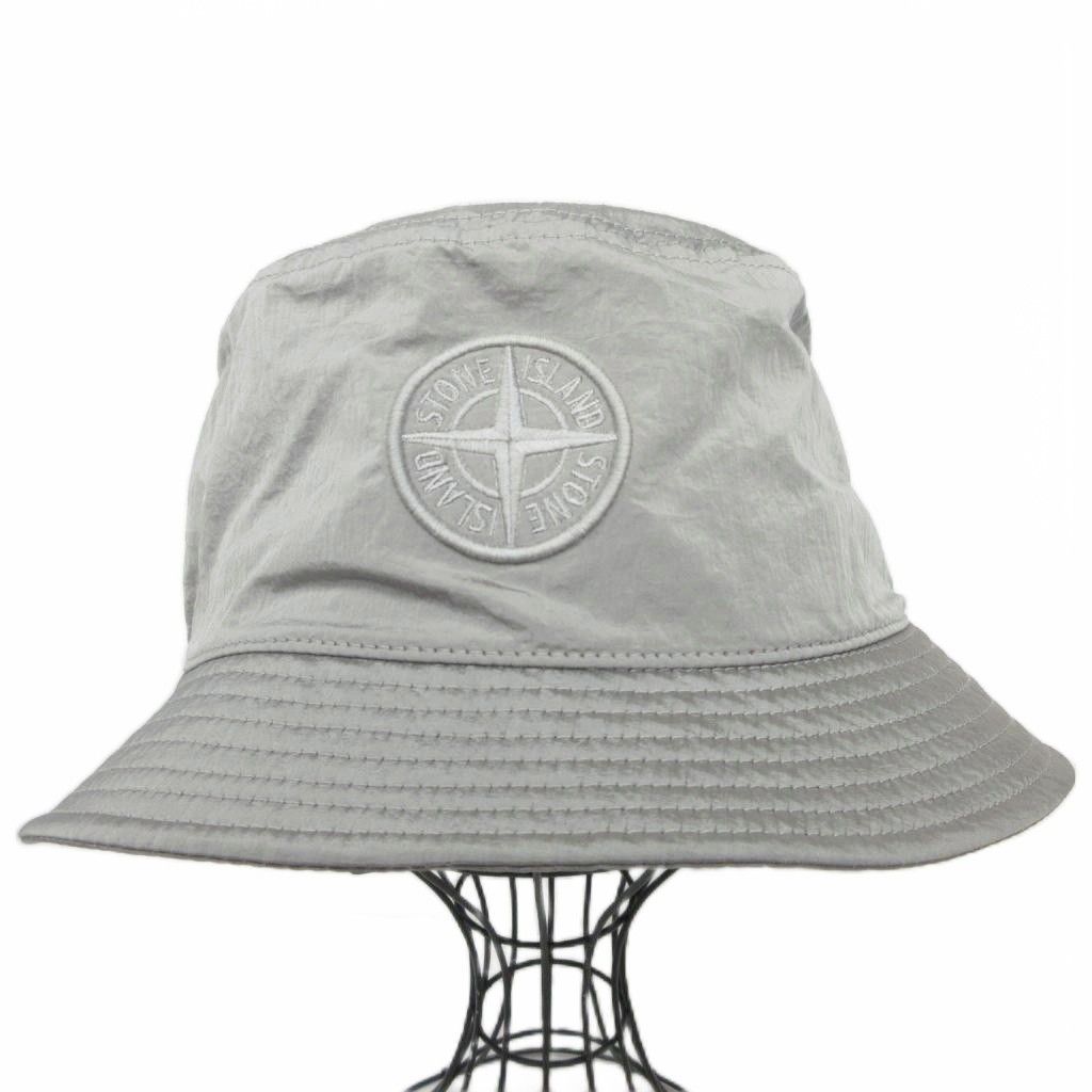 ストーンアイランド STONE ISLAND NYLON METAL エンブロイダリー バケットハット ロゴ 刺繍 サファリハット リフレクト 9100012 グレー XL AA
