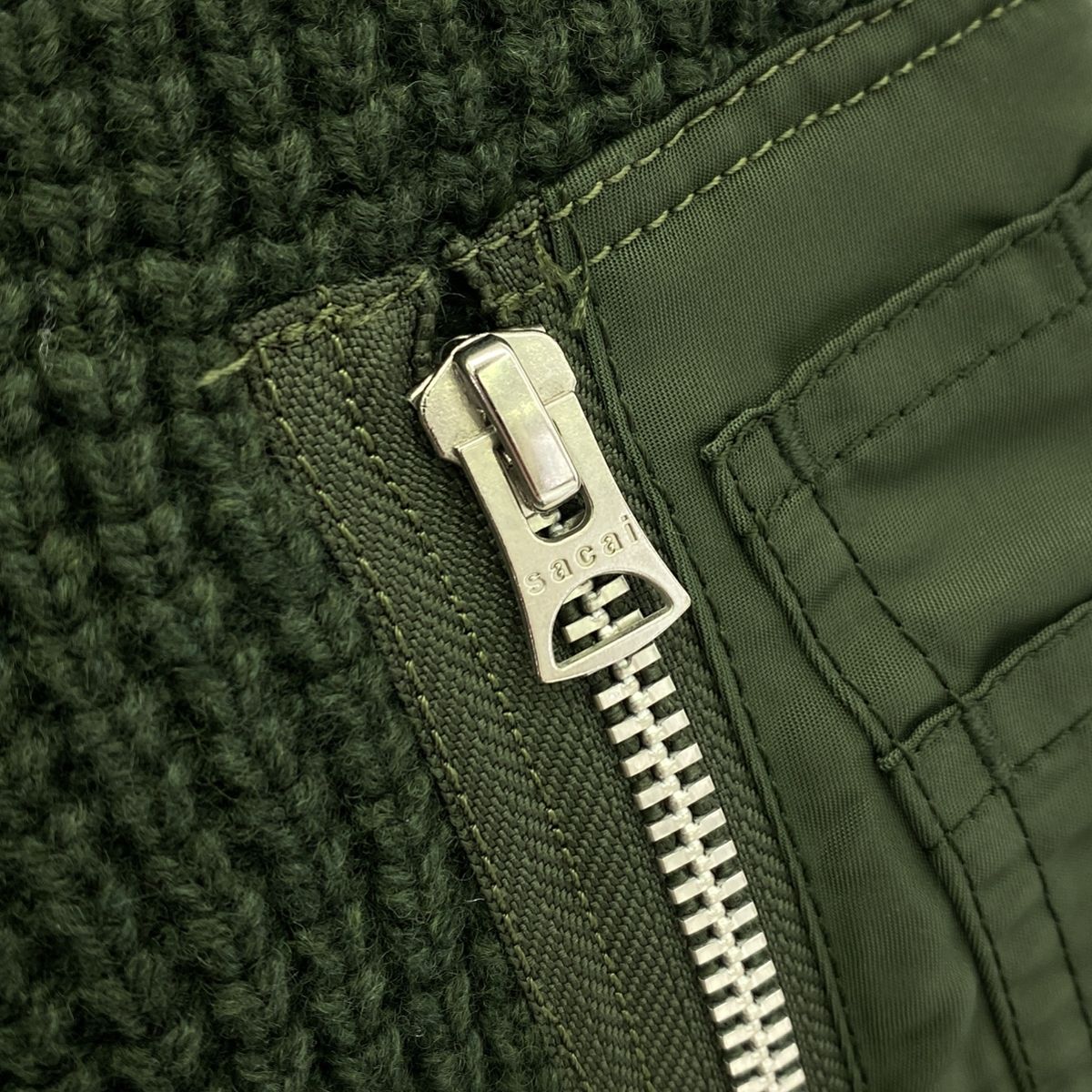 sacai / サカイ | MA-1異素材 切替 ドッキング ワッフル ニット