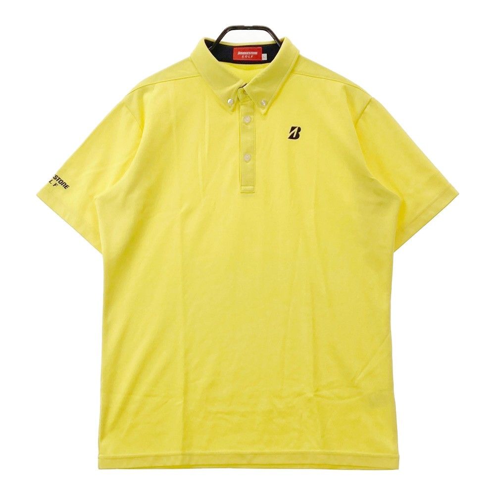 サイズ：L BRIDGESTONE GOLF  ブリヂストンゴルフ  半袖ポロシャツ ボタンダウン  イエロー系 [240101281301]# ゴルフウェア メンズ ストスト