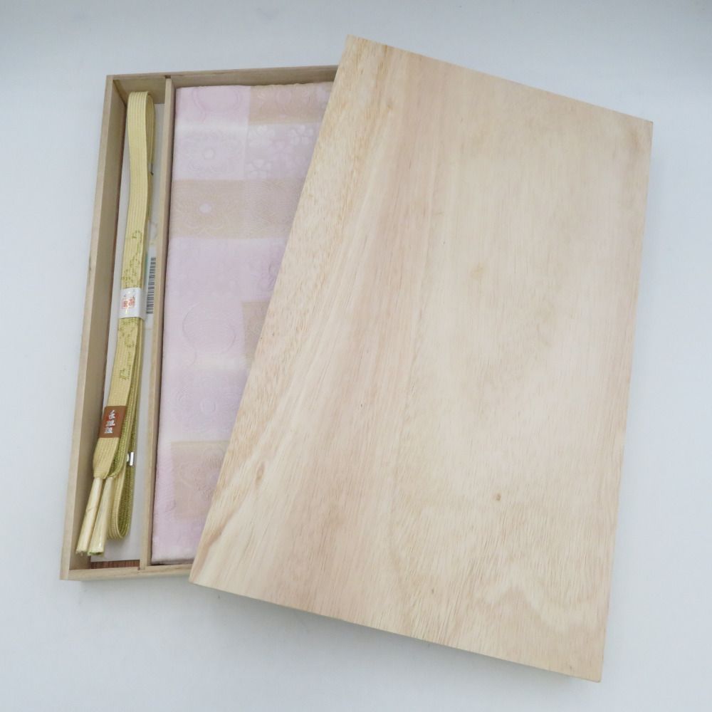 帯締め・帯揚げセット 正絹 帯揚げ帯締めセット 平組 金糸 市松に桜