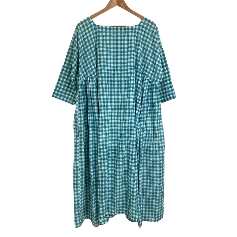 HOUSE OF LOTUS ハウスオブロータス ギンガムチェック柄 フ ワンピース サイズM ブルー系 レディース 古着
