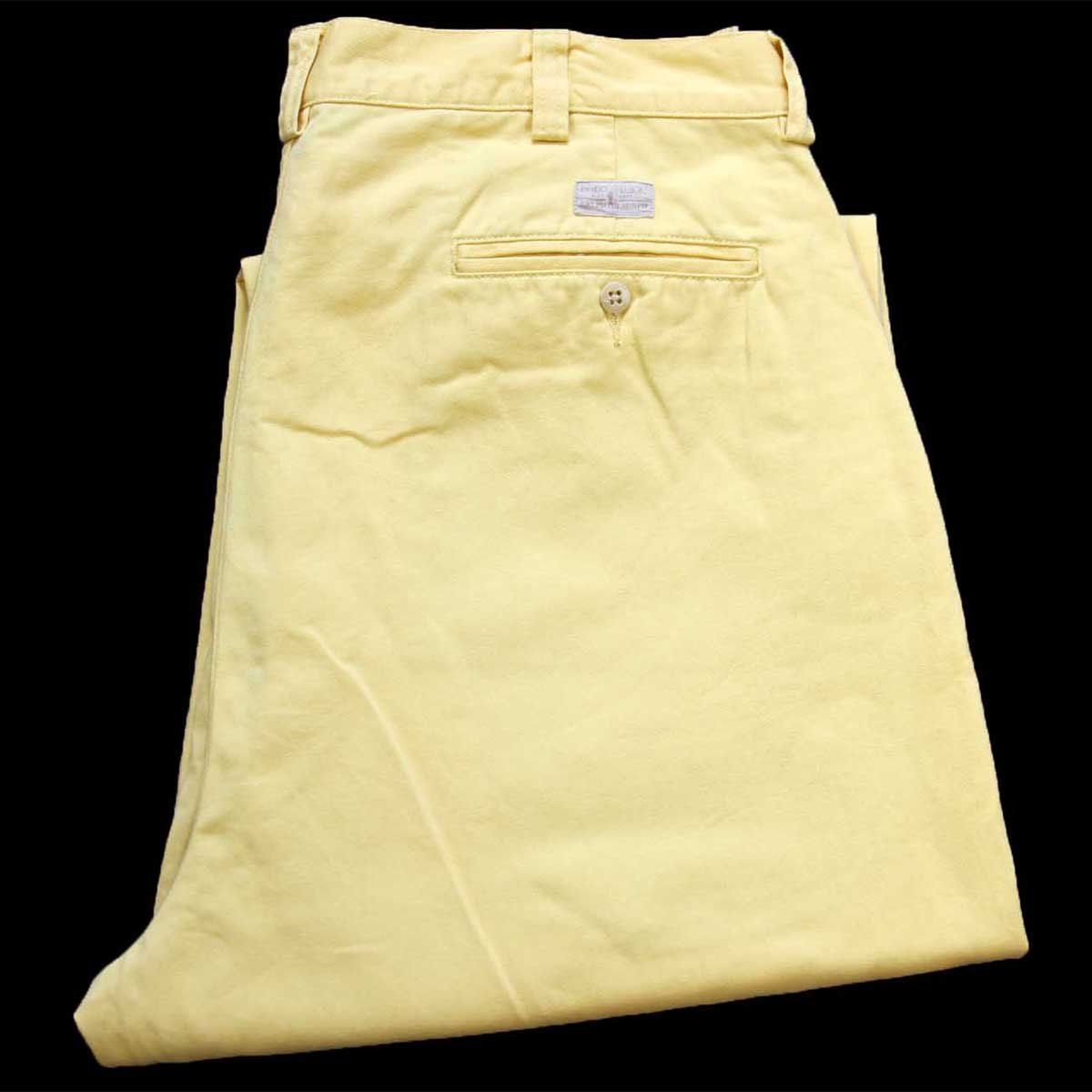 90s ポロ ラルフローレン PHILIP PANT コットン チノパン 薄黄 W36 L30 327 オールド ビンテージ クラシック スラックス トラウザーズ