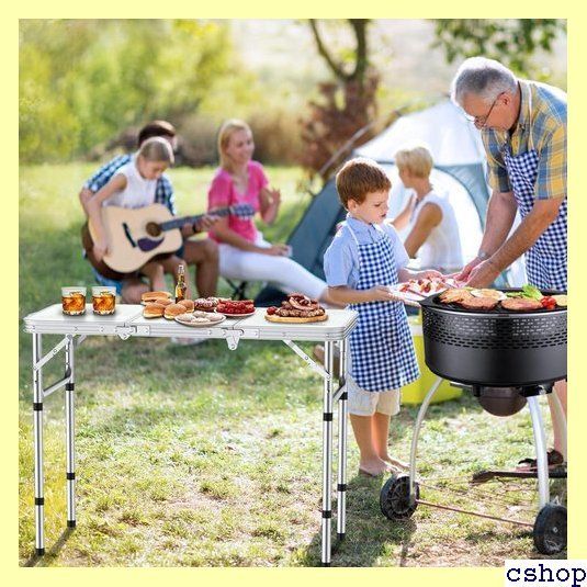 Anbte のキャンプの折りたたみ式テーブル、90cmx40cm の 3 調節可能な高さのアルミニウム折りたたみ式テーブル キャンプのテーブル 携帯 Anbte のキャンプの折りたたみ式テーブル、90cmx40cm の 3 調節可能な