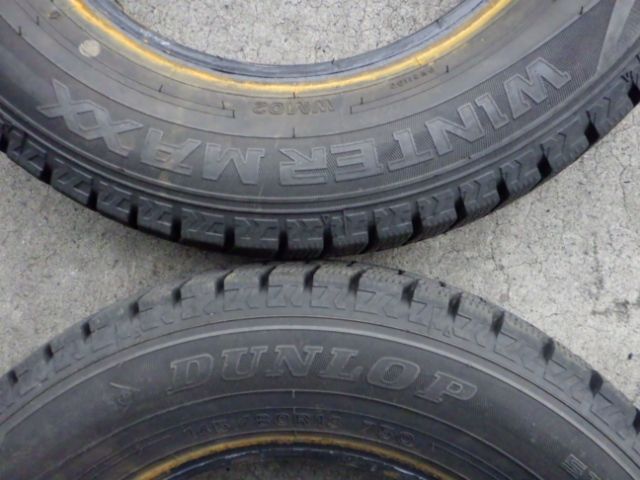 T2211-58　スタッドレスタイヤ　ダンロップ　WINTER MAXX WM02　145/80R13　2020－21年　4本セット