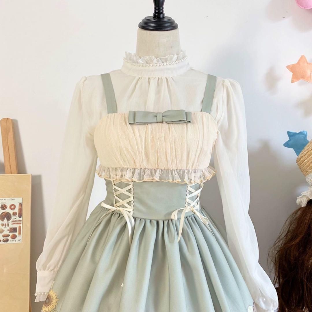 ロリータワンピース♪ひまわり柄が可愛い 女子会やおでかけに