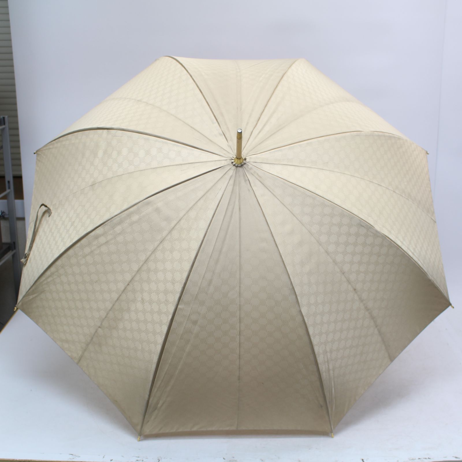 セリーヌ Cマカダム総柄 シャンパンベージュ 長傘 雨傘 549)CELINE セリーヌ 傘 雨傘 マカダム柄 女性用 レディース