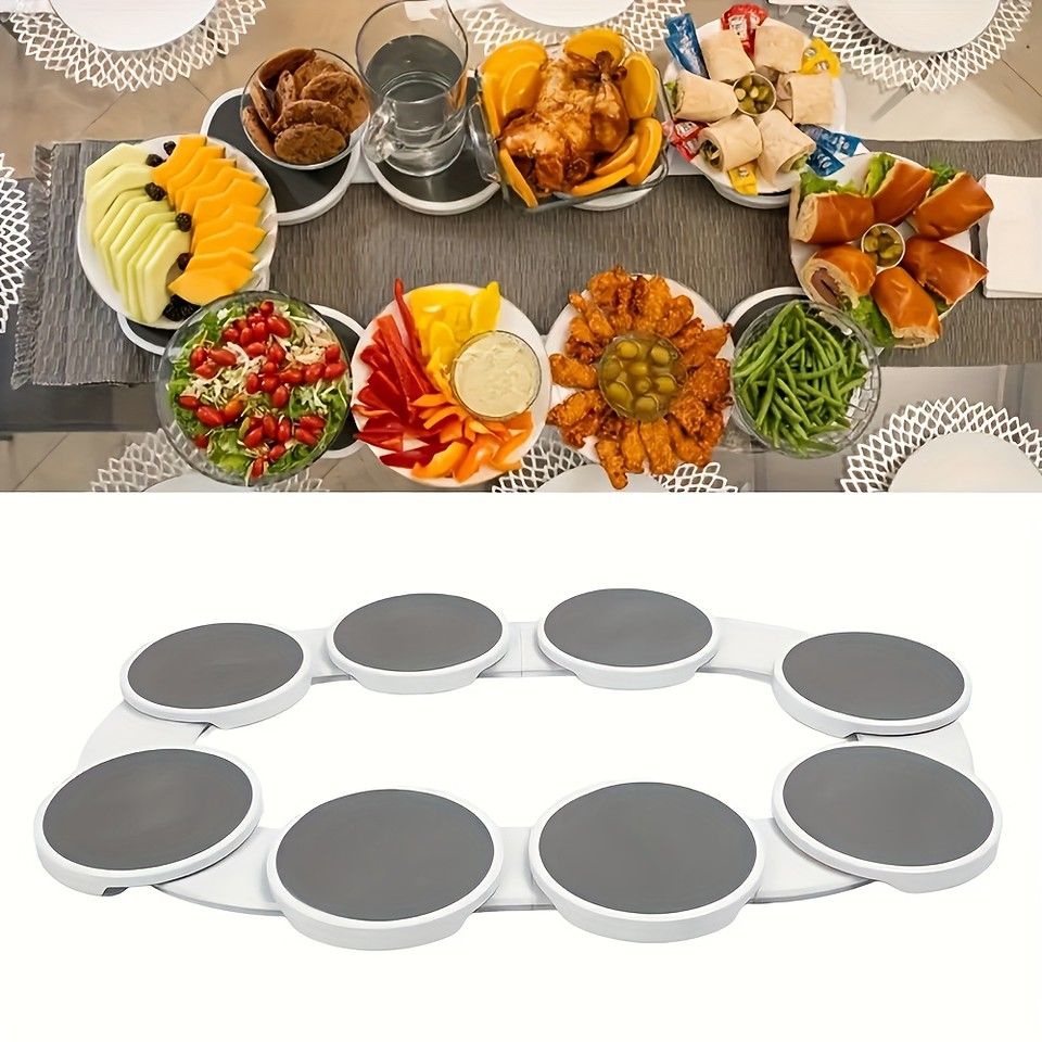 食卓を華やかに 8トレイ スライド回転サービングトレイ