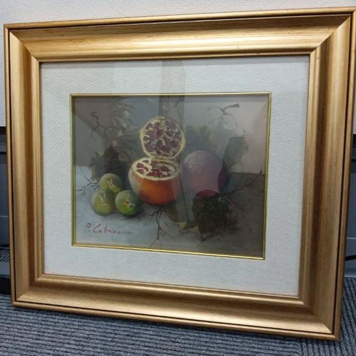 絵画.油絵.平田 精一.F10号.額縁.美術品.雑貨.インテリア.静物画 楽天市場】【油絵 直筆仕上げ】シャルダン ぶどうとざくろ F10