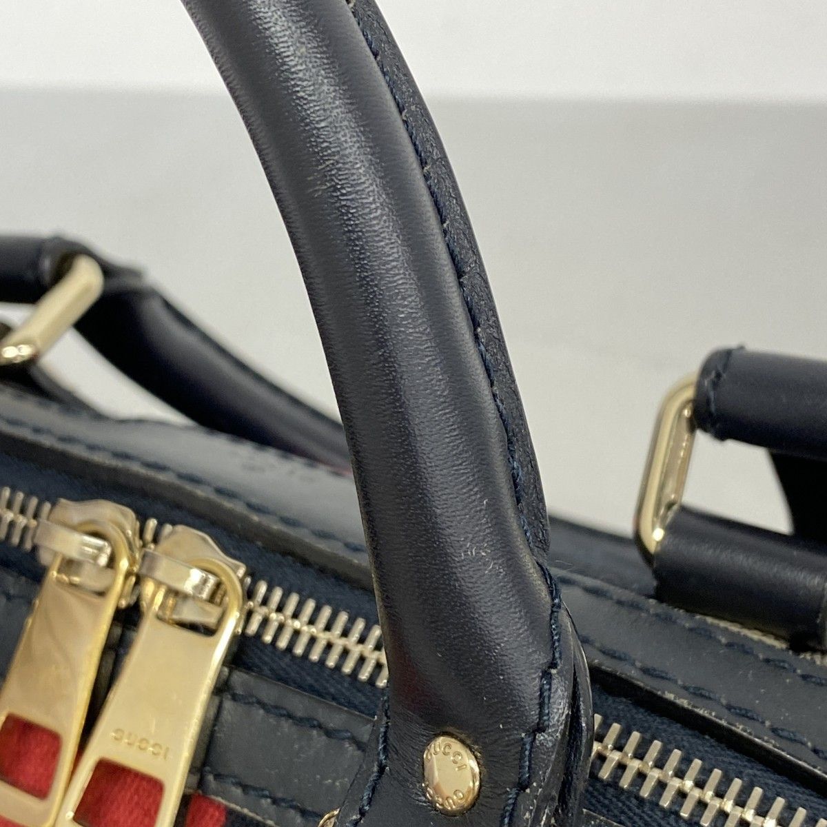 グッチ GG金具 レザー ベルト シェリーライン ネイビー キャンバス オールド GUCCI オールドグッチ クラッチバッグ シェリーライン GGプラス