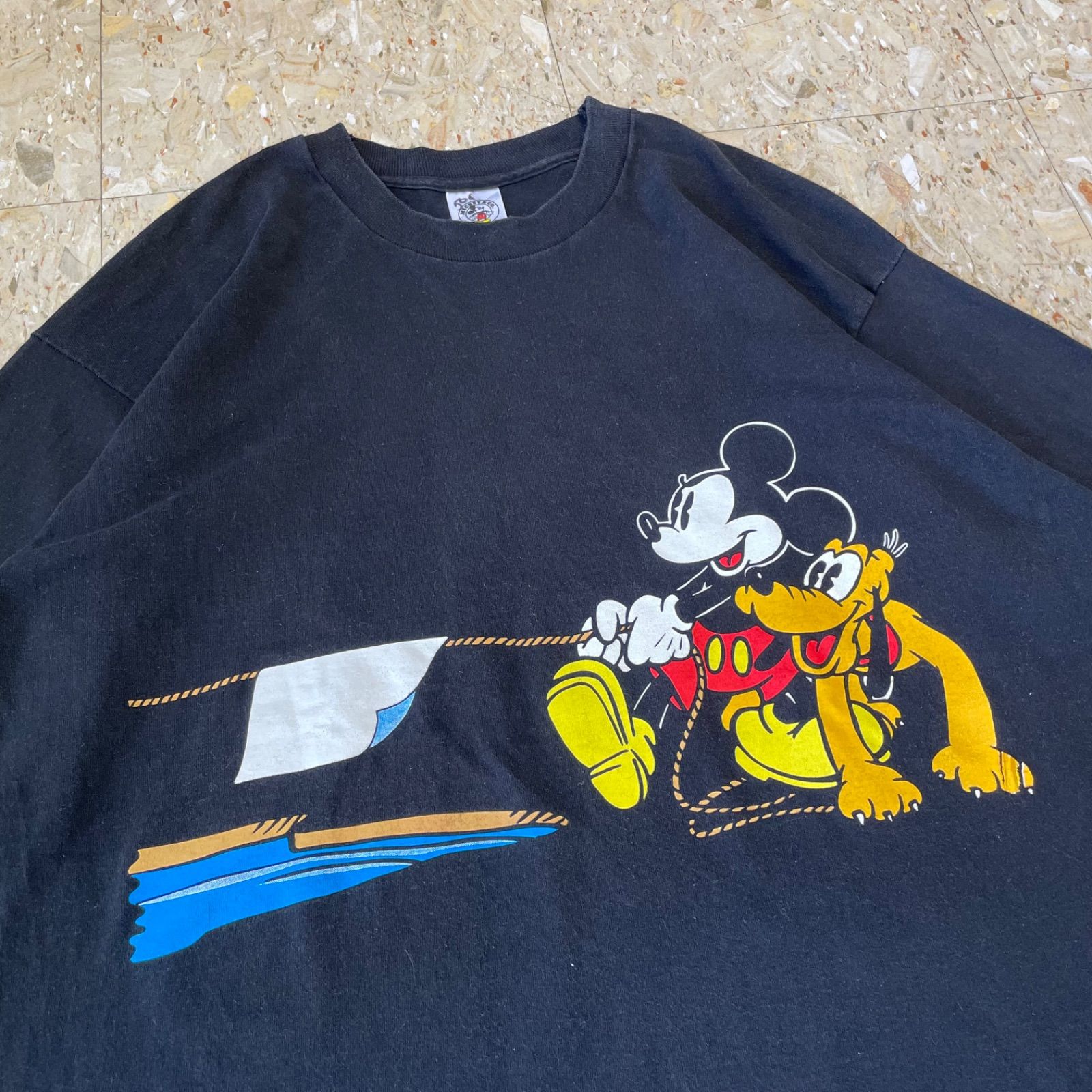 90s USA製 【Disney】 ディズニー ミッキー 綱引き 両面プリント T