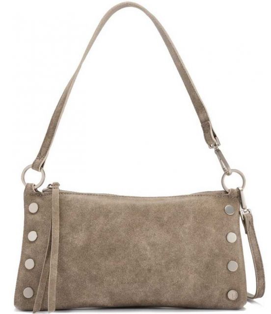 【送料無料】 ハミット レディース ショルダーバッグ バッグ Kyle Suede Convertible Shoulder Bag Pewter Brushed Silver