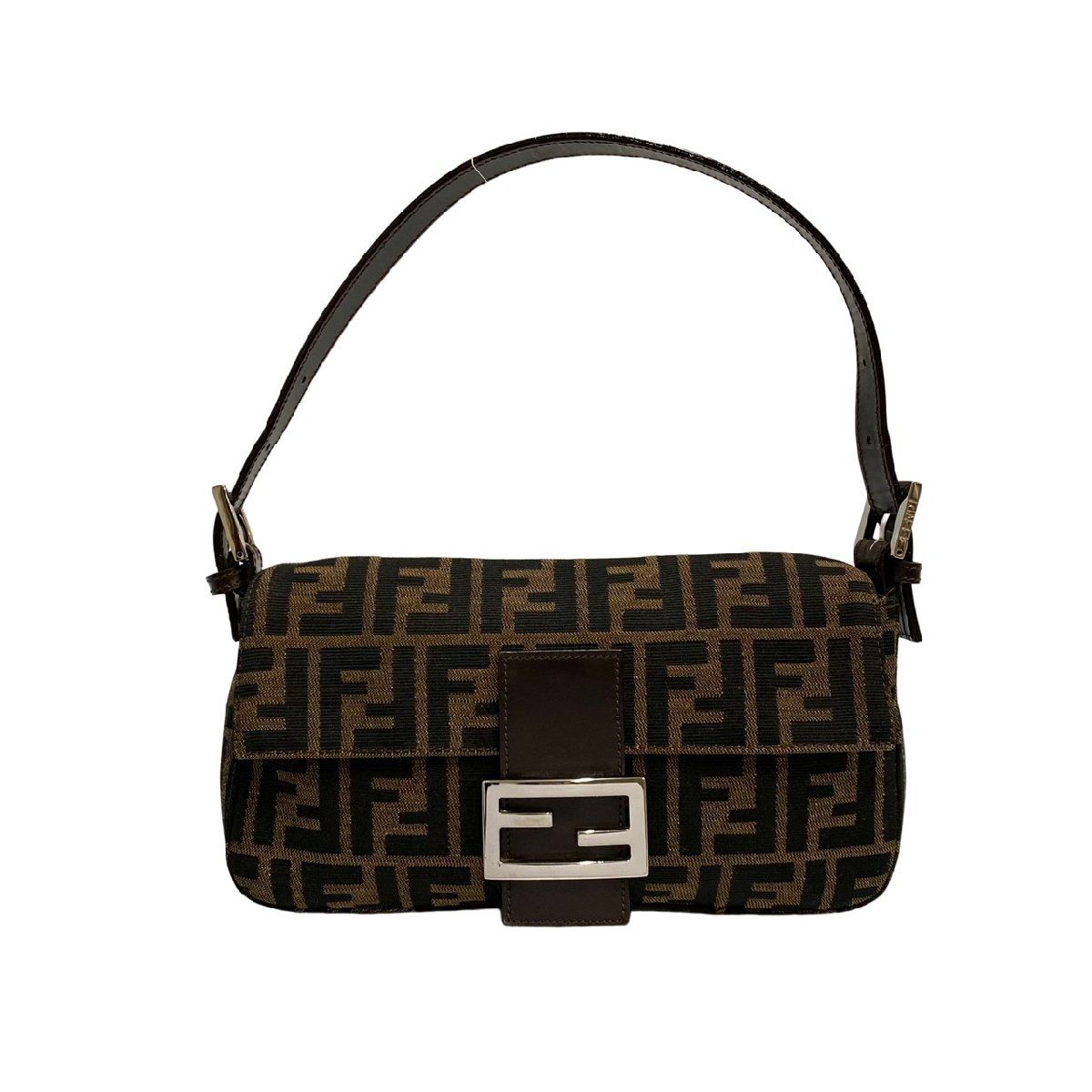 【美品】フェンディ ショルダーバッグ レザー×キャンバス FF柄 FF金具 フェンディ ワンショルダーバッグ レザー×キャンバス FF金具 FF柄