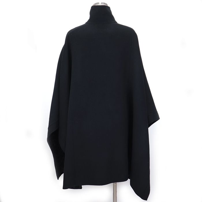 コーチ coach 黒いウール混合コート フード付き コーチ ポンチョ