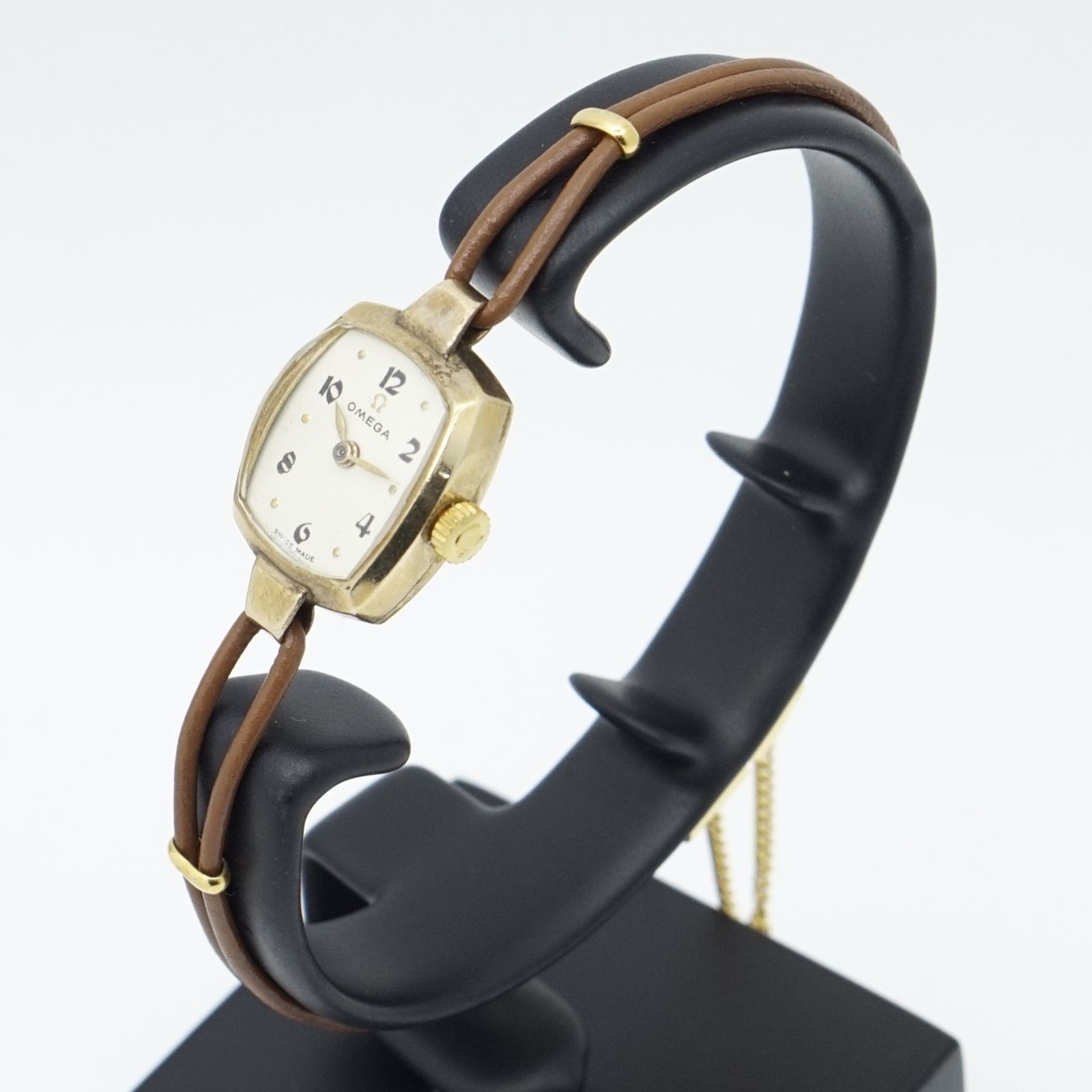 稼働 オメガ デビル レディース 時計 手巻き スクエア 2針 稼働品