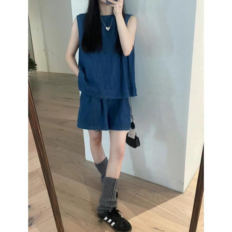 DESCENTE GOLF ノースリーブシャツ ショートパンツ セットアップ ノースリーブシャツ×ショートパンツセットアップ（カーキー）夏