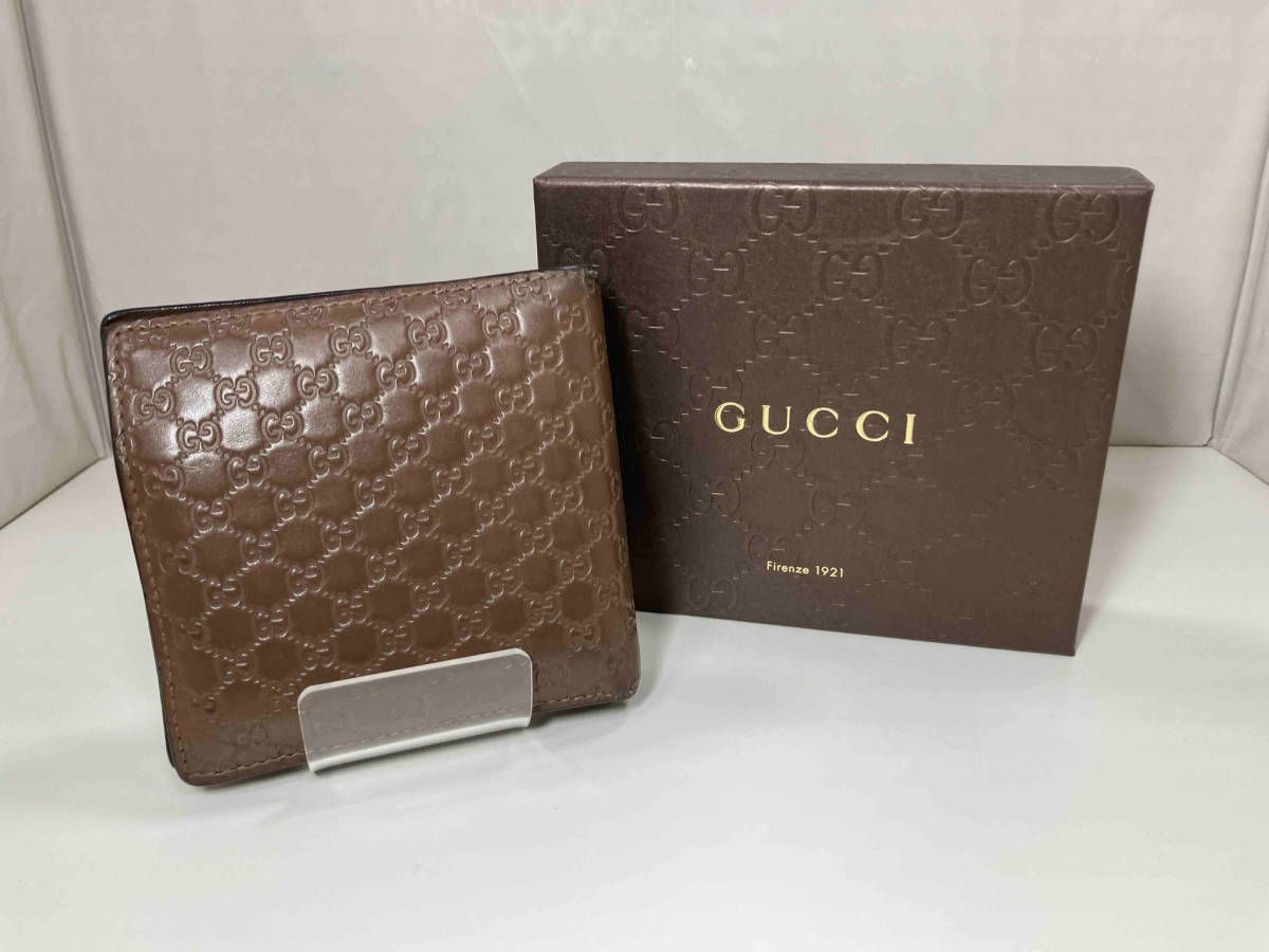 GUCCI グッチ 二つ折り財布 ブラウン レザー 150413 - メルカリ