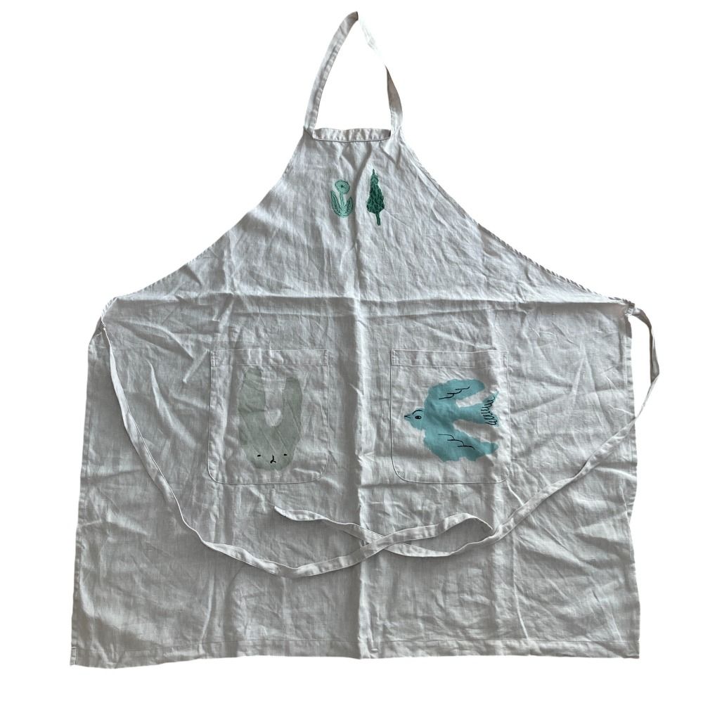 mina perhonen ミナペルホネン コニーリョ＋フィオーリ＋ウッチェッリ＋ボスキ エプロン アイボリー レディース 古着
