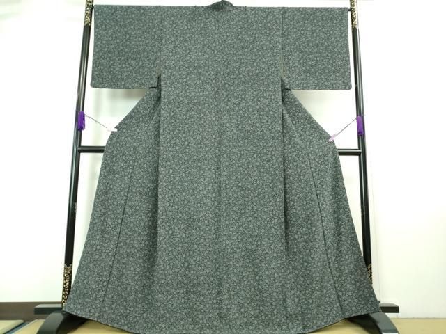 平和屋着物■極上　江戸小紋　希少柄　猿蟹合戦　黒地　逸品　DZAA7321kh5 平和屋着物□極上 江戸小紋 希少柄 猿蟹合戦 黒地 逸品 DZAA7321kh5