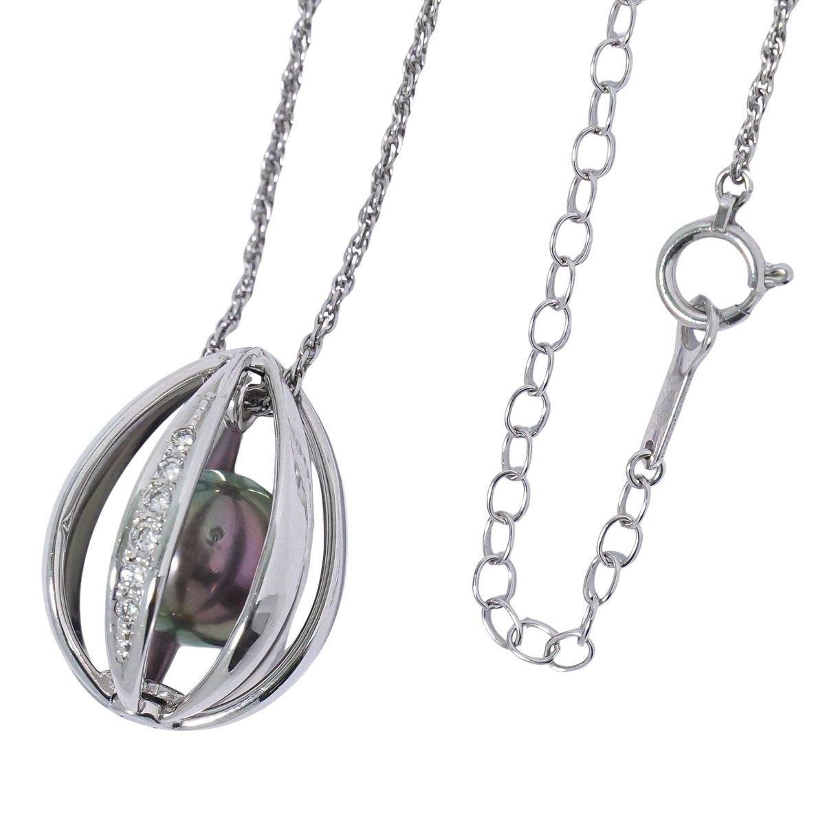 本物 タサキ TASAKI 田崎 パール 9.5mm ダイヤモンド 0.06ct K18 WG  