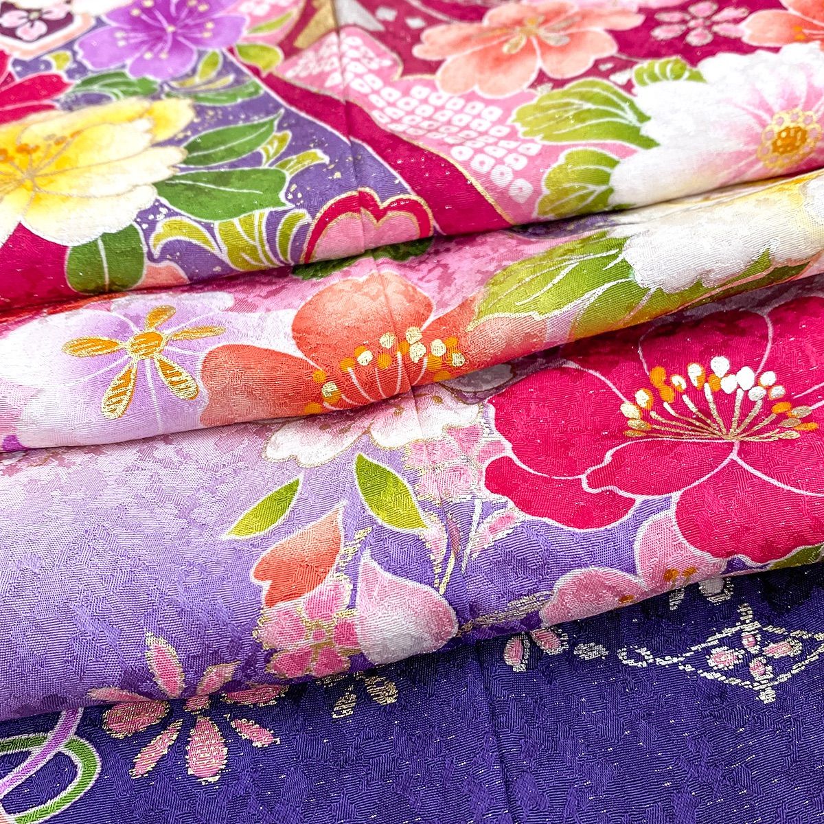 futx144 正絹 豪華 振袖 美品 赤色 ガード加工 牡丹柄 7号 - メルカリ