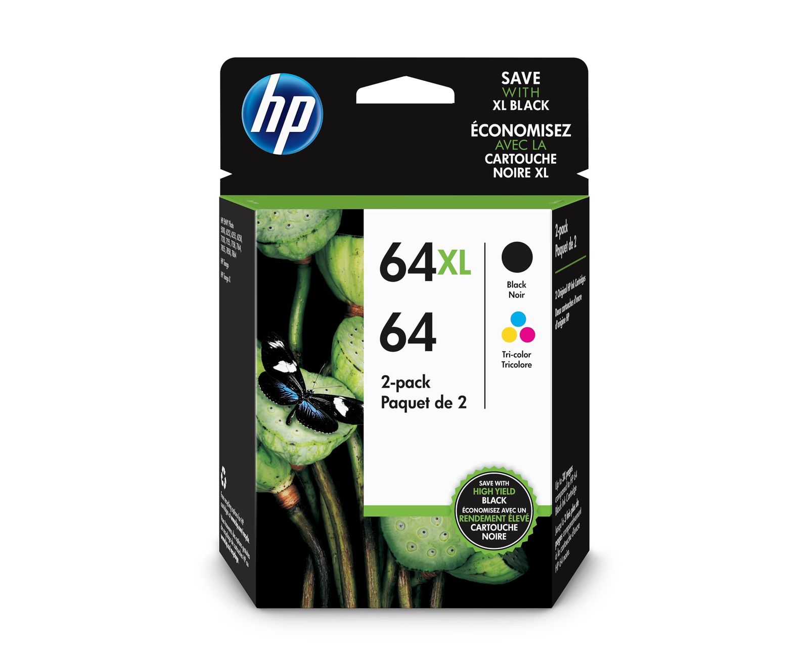 HP 64 CLR/64XL ブラック (3YP23AN#140) インクカートリッジ コンボ 2パック 
