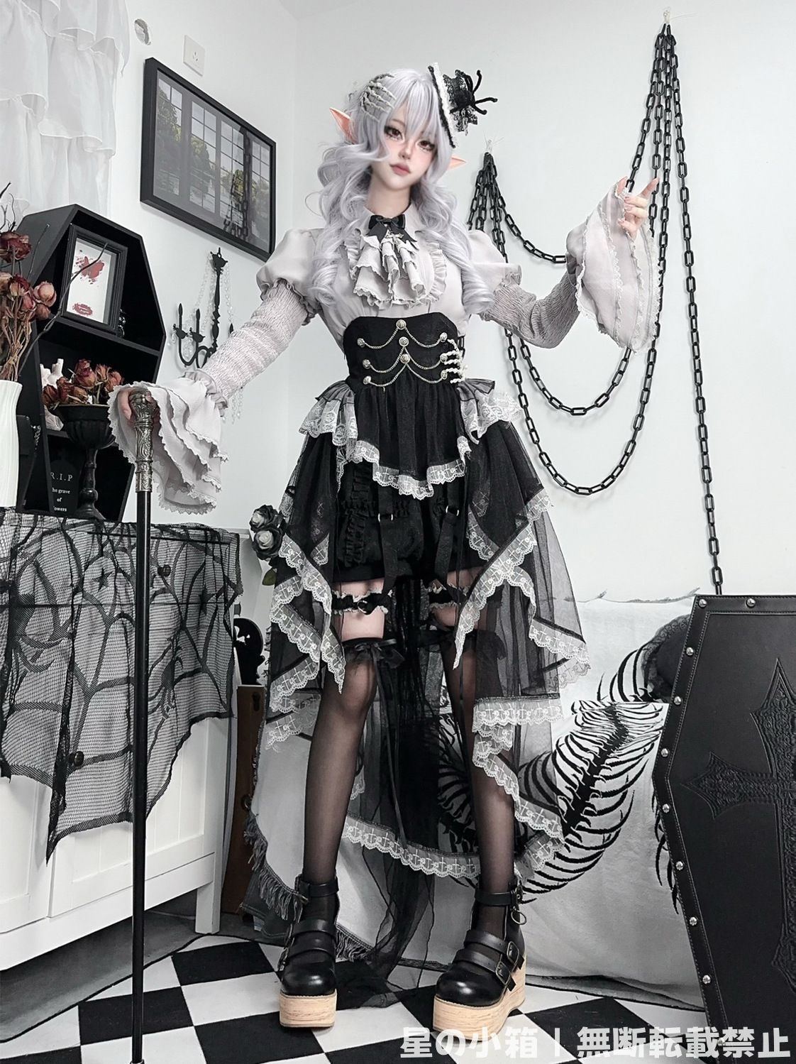 新商品が続々！ オリジナル灰暗童話風ゴシックロリータセットアップ 万聖節特別デザイン 十字架ダークロリータコスプレ 高品質 【最短翌日配送】