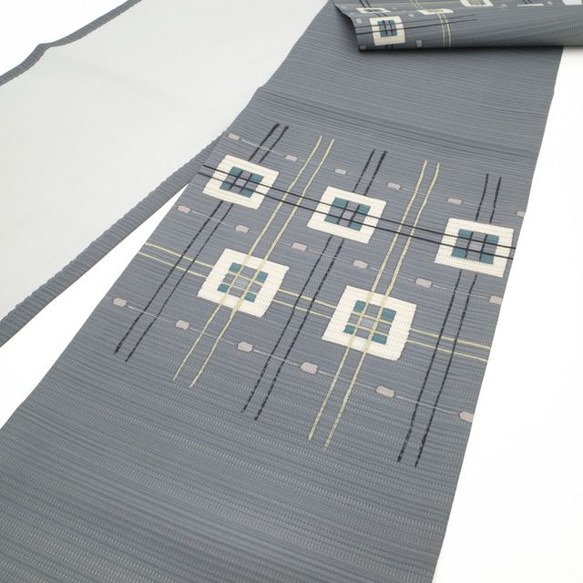 中古】 夏物 名古屋帯 開き仕立て リサイクル 九寸 変わり絽 正絹 染め