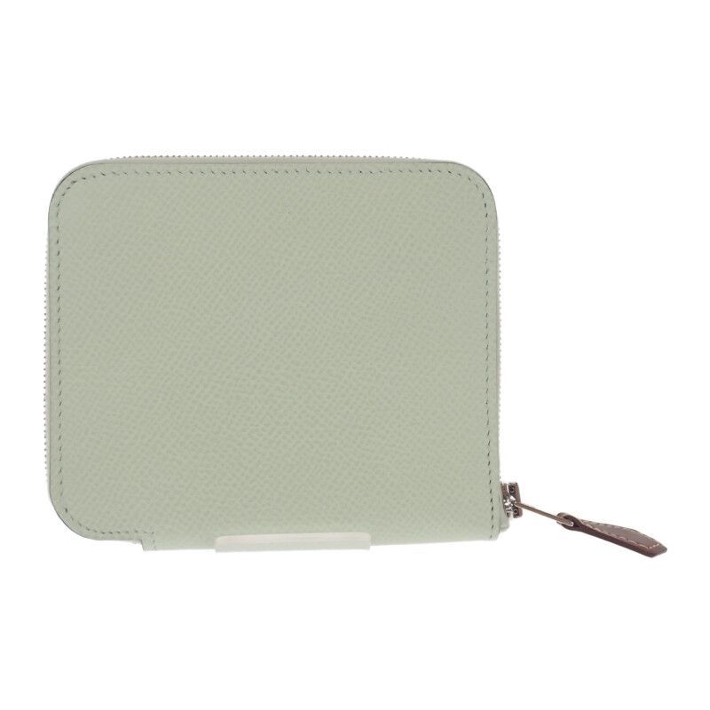 HERMES アザップ シルクインコンパクト W刻印 コインケース ヴォーエプソン シルク ヴェールフィズ グリメイヤー シルバー金具 レディース メンズ